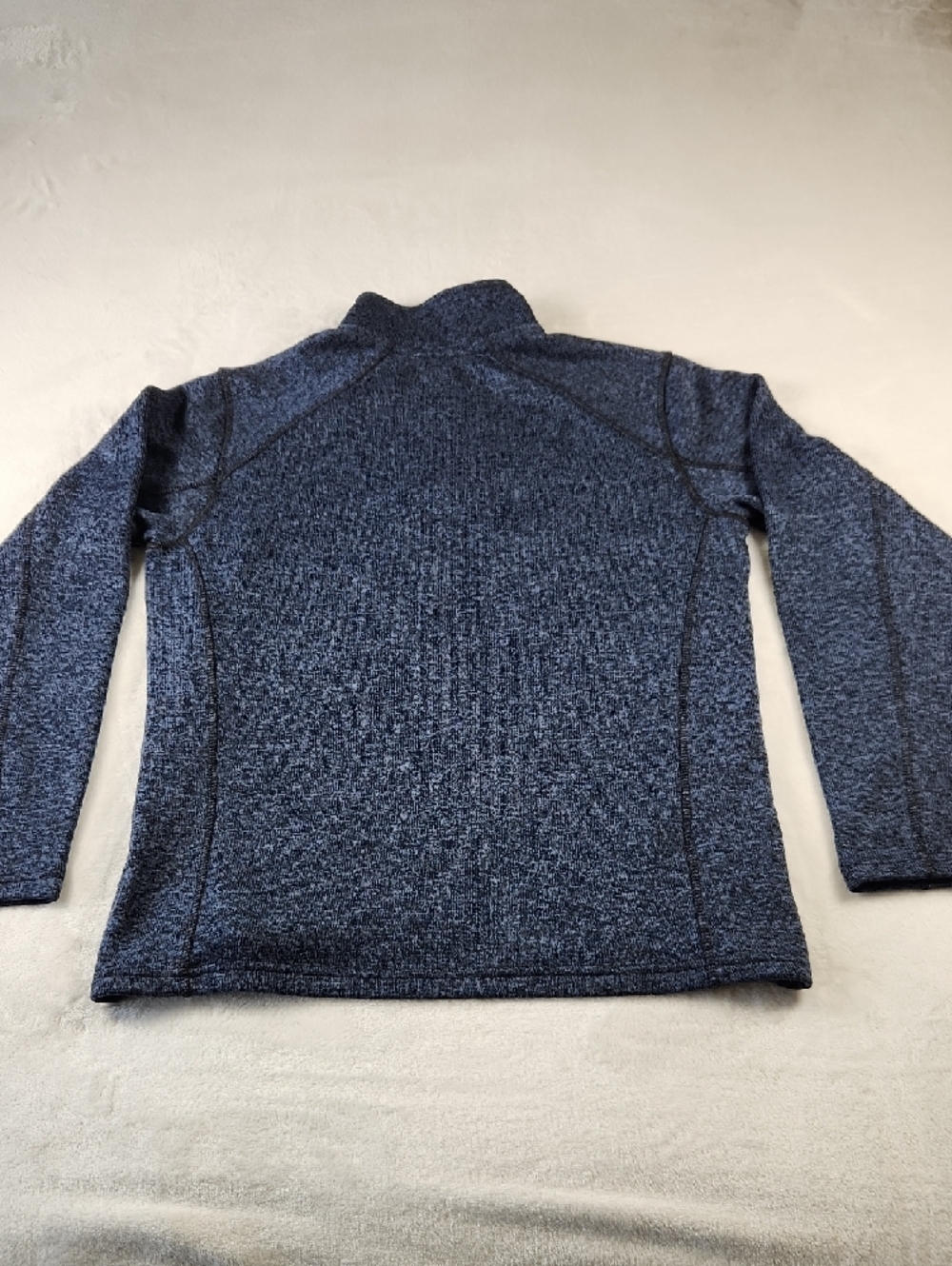 Eddie Bauer Men's L Quarter Zip Pullover Heather Navy Blue with Gray Collar - Picture 15 of 16